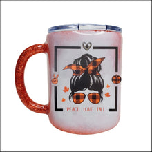 Load image into Gallery viewer, 12oz Peace Love Fall Girl Tumbler w/ Removable Lid