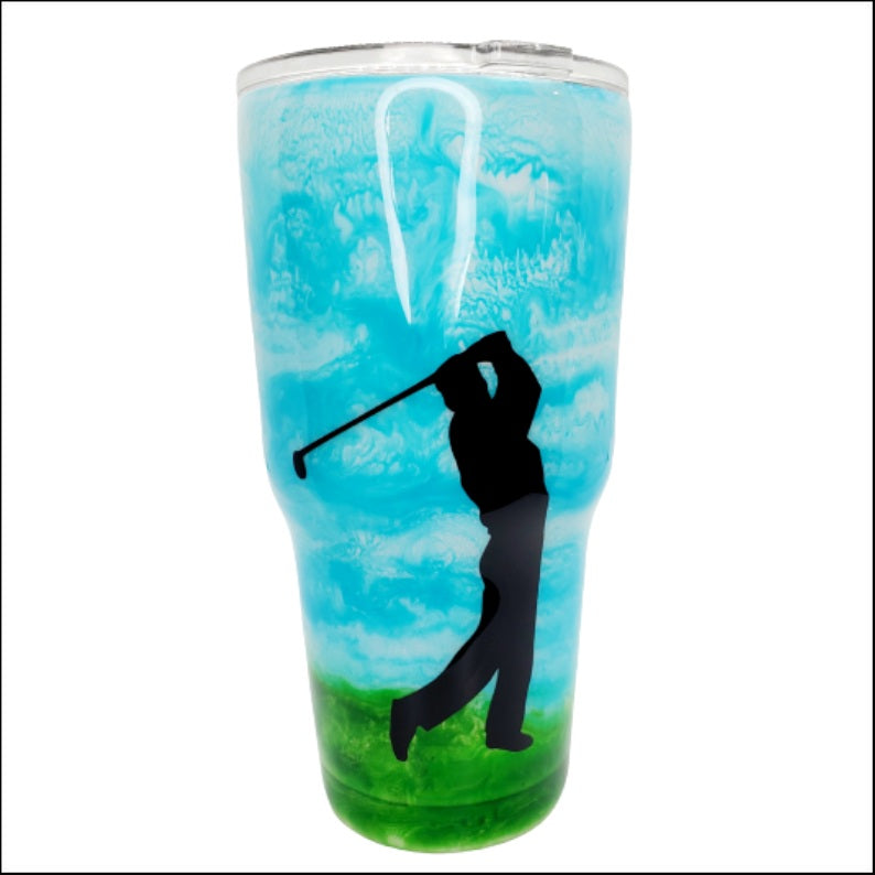 Golf Tumbler w/Lid & Straw