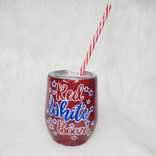 Load image into Gallery viewer, 12 oz Red White &amp; Booze Tumbler w/Lid &amp; Straw
