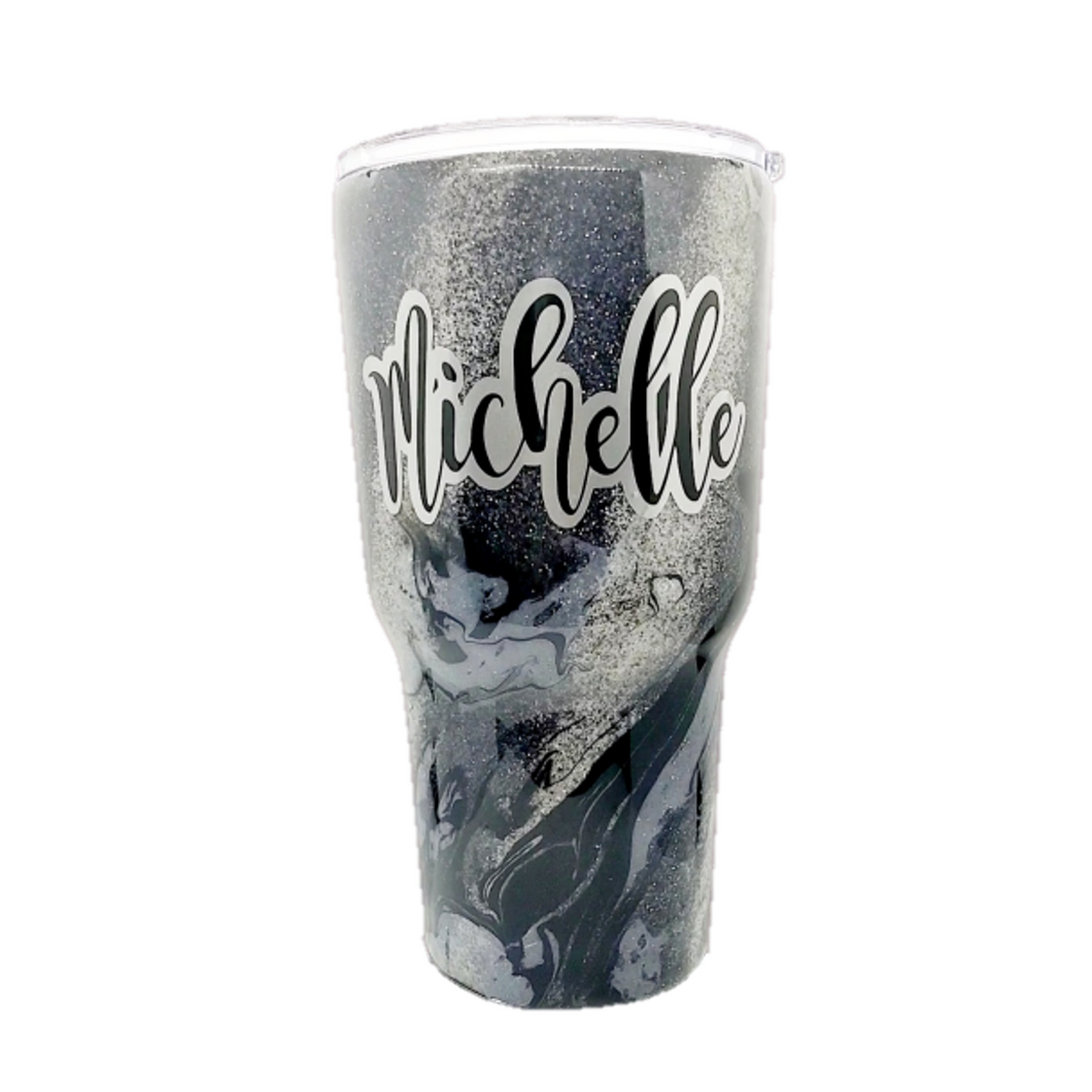 30 oz Custom Swirl Tumbler w/Lid & Straw