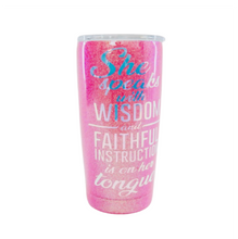 Load image into Gallery viewer, 22 oz Custom She Speaks Wisdom Tumbler w/Lid &amp; Straw
