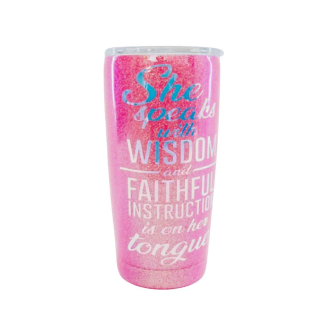 22 oz Custom She Speaks Wisdom Tumbler w/Lid & Straw