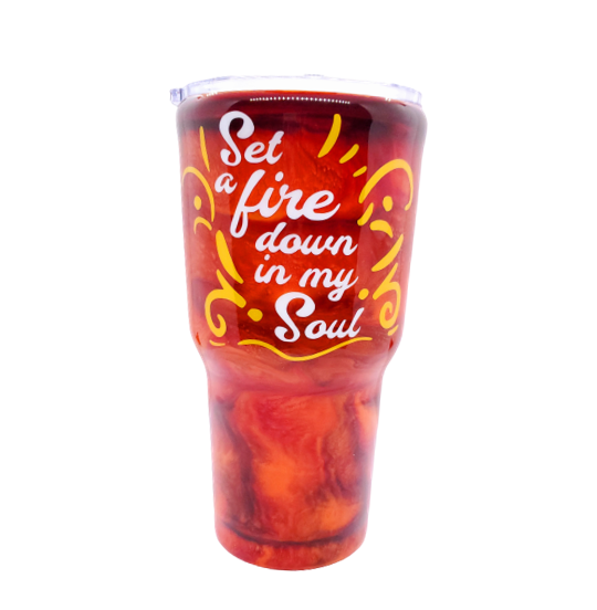 30 oz Custom Fire Tumbler w/Lid & Straw